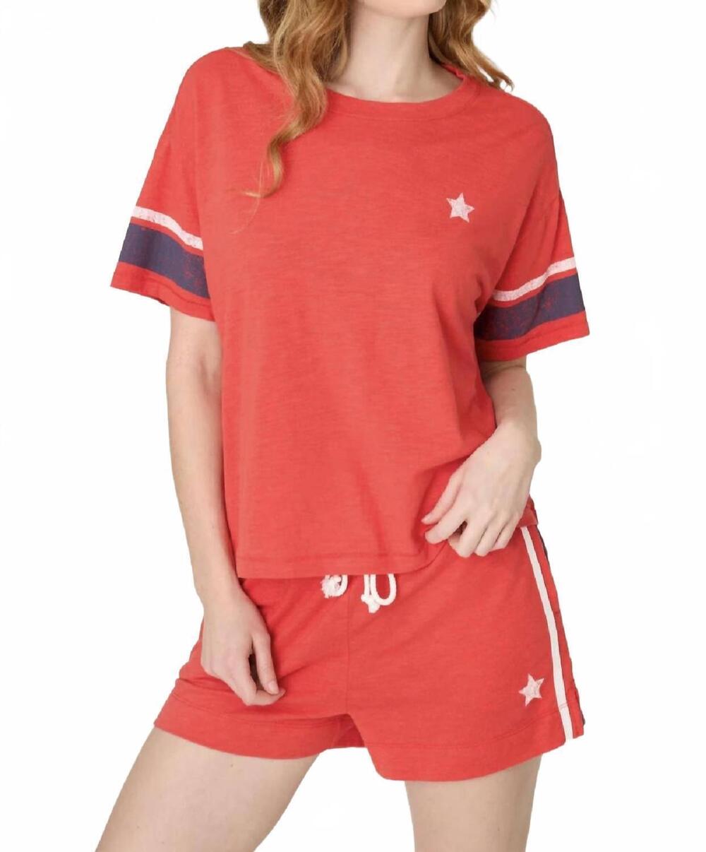 NEW PJ SALVAGE star spangled top in red
